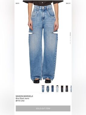 Maison Martin Margiela Light Blue Distressed Wide-Leg Jeans -SIZE 38